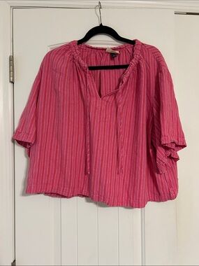 Universal Thread Hot Pink Striped Peasant Tunic